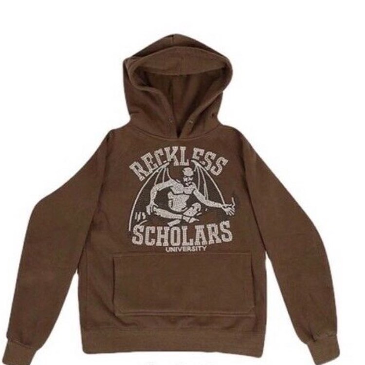 Reckless Scholars Brown Hoodie M - sorry_not_fame Mall