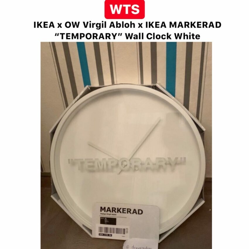 IKEA x Off-White Virgil Abloh x IKEA MARKERAD “TEMPORARY” Wall Clock White  - sorry_not_fame Mall