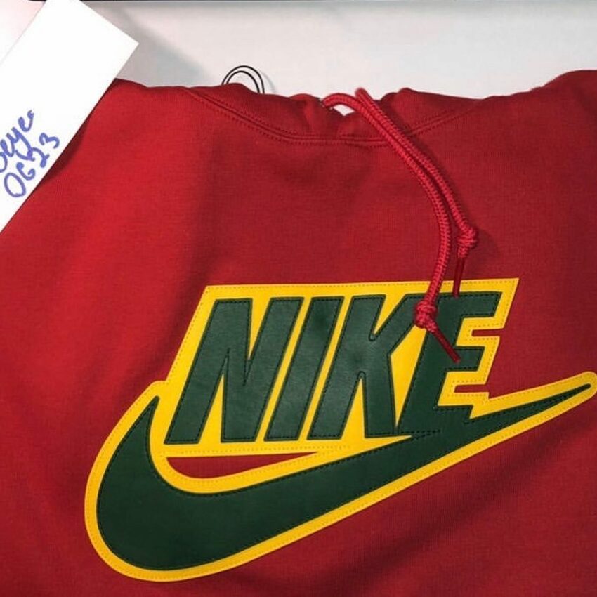 Supreme x Nike Leather Appliqué Hooded Sweatshirt red M